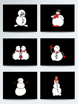 卡通漫画风格冬季雪人PNG元素