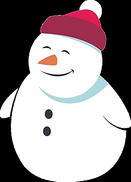 戴着帽子微笑的雪人透明素材