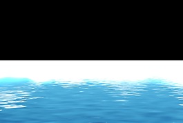 手绘蓝色大海透明装饰素材