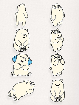 手绘可爱北极熊卡通透明装饰合集