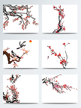 梅花树枝主题装饰PNG素材