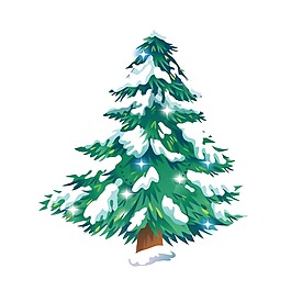 卡通雪中松树png元素