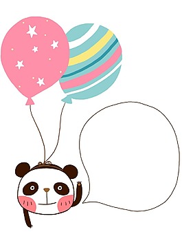 卡通熊猫气球png元素