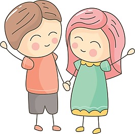 卡通可爱男孩女孩png元素