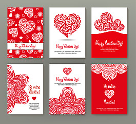 红色时尚花纹爱心背景