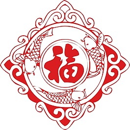 新年福字创意剪纸插画PNG元素