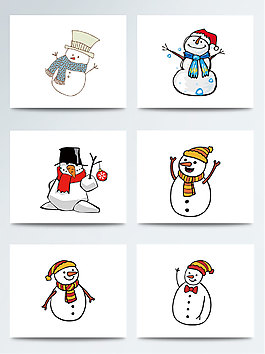 卡通简笔画漫画风格时尚创意雪人PNG元素
