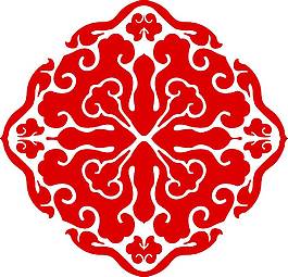 红色中国风创意花朵剪纸png元素