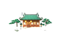 卡通中式房屋插画png元素