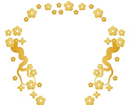 卡通金色树枝花朵png元素