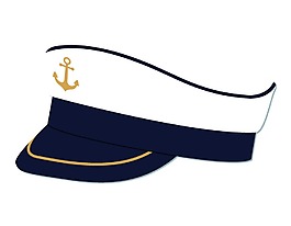 卡通蓝白海军帽png元素