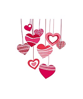 卡通粉色爱心吊坠png元素