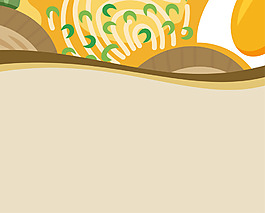 日式可爱拉面店广告详情页手绘背景