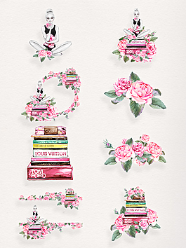 粉色精美鲜花装饰透明素材合集