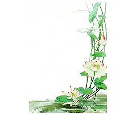 中式荷花国画png元素