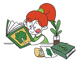 卡通女孩学习插画png元素