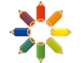 卡通彩绘铅笔png元素