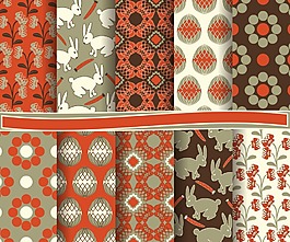 时尚清新植物和动物纹理