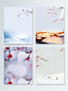 雪地场景梅花海报背景