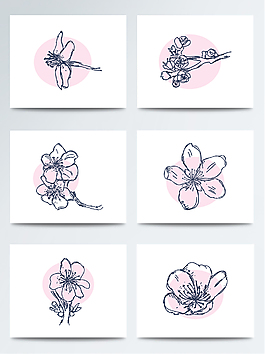 精致手绘桃花立春元素