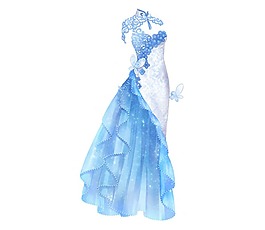 中式蓝色礼服png元素