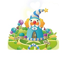 卡通动漫小丑屋插画png元素