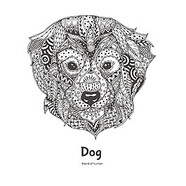 黑白手绘艺术狗插画