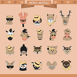 时尚可爱卡通的动物插画