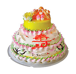 三层寿字生日蛋糕素材