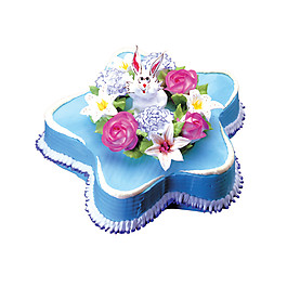 蓝色五角星花朵蛋糕素材