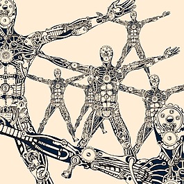 时尚趣味机械人插画