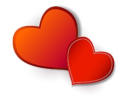 卡通红色双心png元素