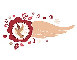 卡通红色飞翔翅膀png元素