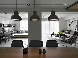 简约餐厅个性吊灯装修效果图