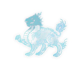 蓝色麒麟卡通png元素