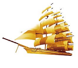 金色帆船png元素