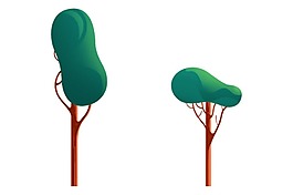 卡通绿色树木png元素