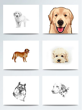 创意彩色手绘狗狗头像