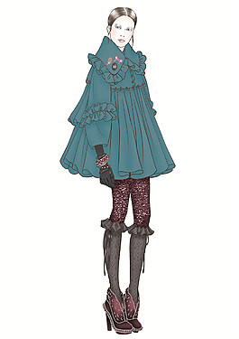 个性深蓝色连衣裙女士服装效果图