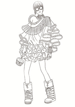 哥特风蓬蓬上衣女士服装效果图