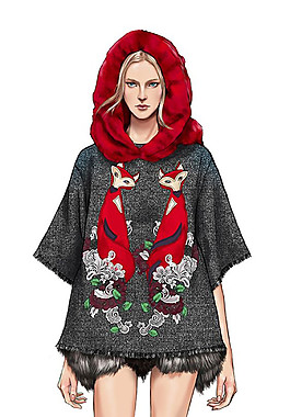 个性狐狸图案上衣女装效果图