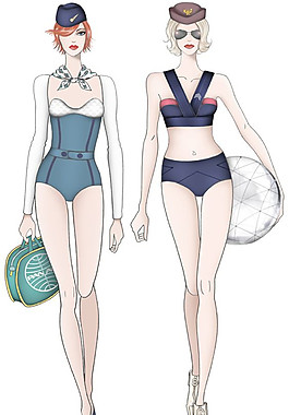 时尚度假泳装女装效果图