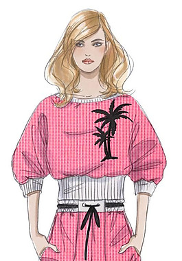 时尚风格粉色连体裤女装效果图