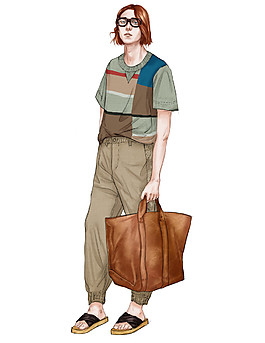 时尚简约拼色短袖男装效果图