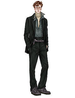 时尚个性深色外套男装效果图