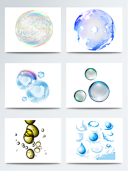 水珠和气泡结合元素彩色气泡