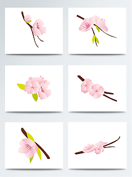 精致粉色桃花立春元素