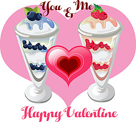 浪漫情人节冰淇淋插画