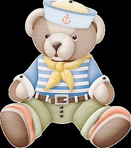 可爱的卡通小熊水手透明素材