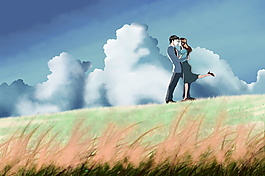 唯美情人节插画设计